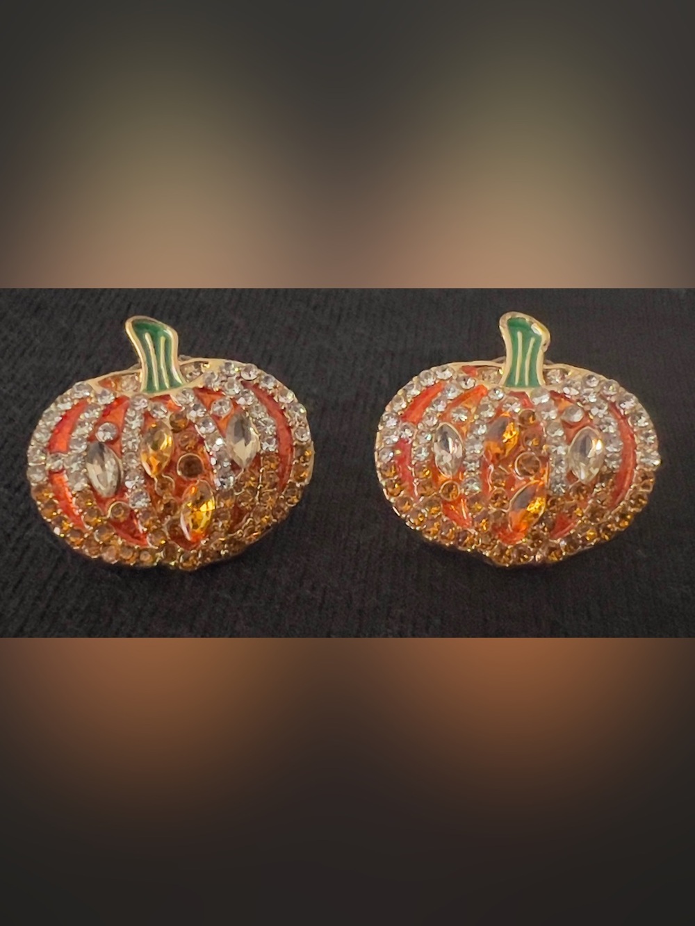 Sparkly Pumpkin Stud Earrings